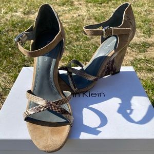 Calvin Klein Suede/Patent Wedges
